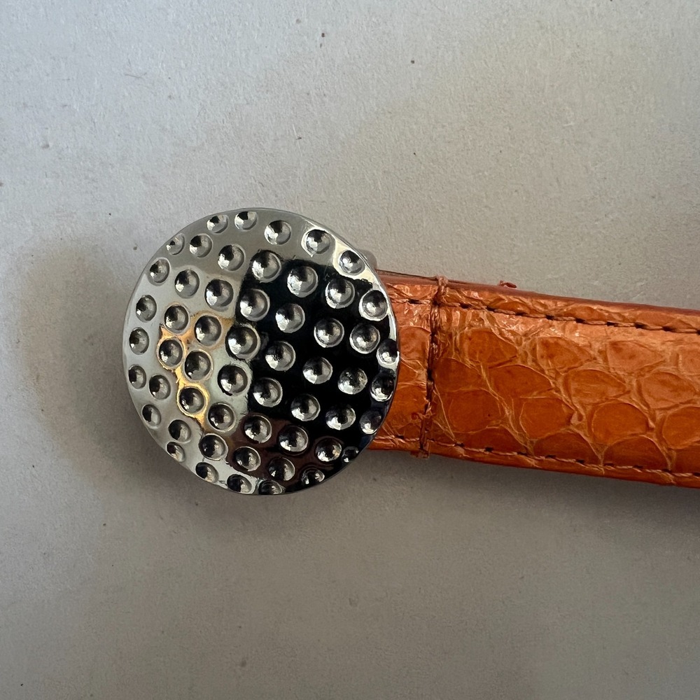 LB Belt Co Snakeskin Golf Belt Womens M Orange Concho Skinny Casual Preppy - Picture 7 of 11